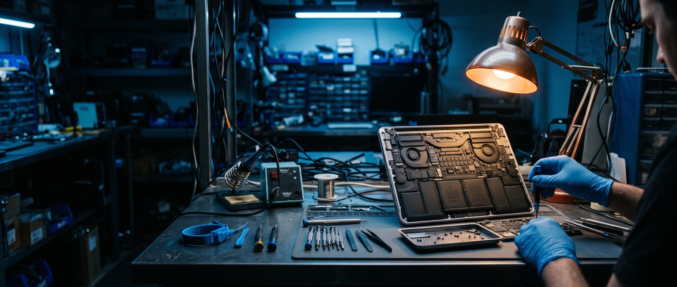 Computer repair workbench at MDL Consulting in Summit County, Colorado